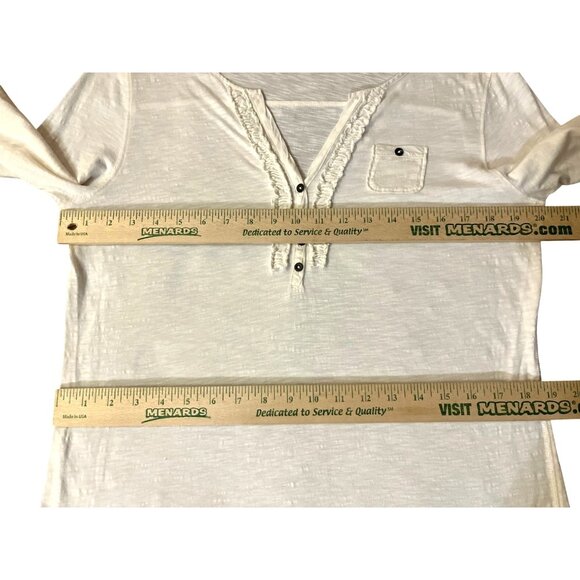 Eddie Bauer Cotton Henley Top Womens L Used Cream Button Trim Long Sleeve - Picture 9 of 14